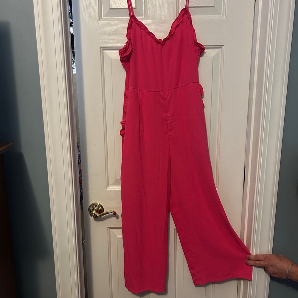 Divided Vibrant Pink Ruffled Jumpsuit